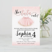 ピンクのトゥットバレエのバレリーナ誕生日の招待 招待状 (スタンド正面)