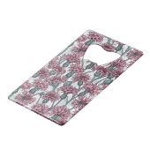 ピンクのトウモロコシの花、白い上に野生の花 クレジットカード栓抜き (裏面アングル)