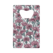 ピンクのトウモロコシの花、白い上に野生の花 クレジットカード栓抜き (裏面)