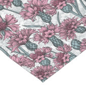 ピンクのトウモロコシの花、白い上に野生の花 ショートテーブルランナー (コーナー)