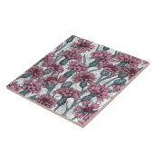 ピンクのトウモロコシの花、白い上に野生の花 タイル (側面)