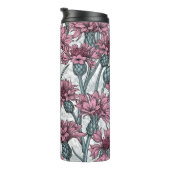 ピンクのトウモロコシの花、白い上に野生の花 タンブラー (回転右)