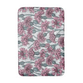 ピンクのトウモロコシの花、白い上に野生の花 バスマット (正面縦)