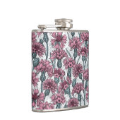 ピンクのトウモロコシの花、白い上に野生の花 フラスク (右)