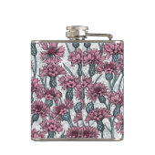 ピンクのトウモロコシの花、白い上に野生の花 フラスク (裏面)