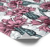 ピンクのトウモロコシの花、白い上に野生の花 ポスター (角)