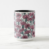 ピンクのトウモロコシの花、白い上に野生の花 マグカップ (中央)