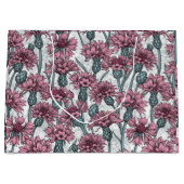 ピンクのトウモロコシの花、白い上に野生の花 ラージペーパーバッグ (正面)