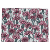 ピンクのトウモロコシの花、白い上に野生の花 ラージペーパーバッグ (裏面)