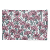 ピンクのトウモロコシの花、白い上に野生の花 枕カバー (裏面-左)