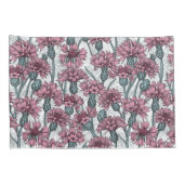 ピンクのトウモロコシの花、白い上に野生の花 枕カバー (裏面-右)