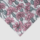 ピンクのトウモロコシの花、白い上に野生の花 薄葉紙 (詳細)