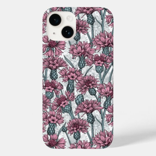 ピンクのトウモロコシの花、白い上に野生の花 Case-Mate iPhoneケース (裏面)