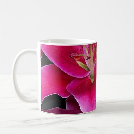 ピンクのトウヨウユリの花 コーヒーマグカップ (左)