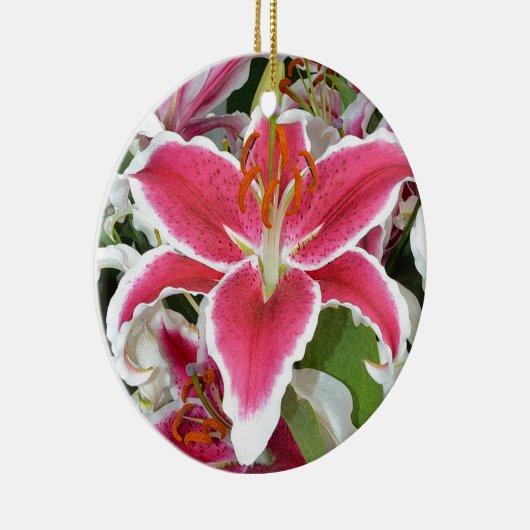 ピンクのトウヨウユリの花 セラミックオーナメント (右)