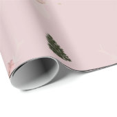 ピンクのトナカイのクリスマスツリーのラッピング紙 ラッピングペーパー (ロールコーナー)