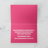 ピンクのトナカイのメリークリスマス シーズンカード (内部)