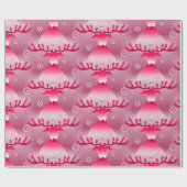 ピンクのトナカイの包み紙 ラッピングペーパー (フラット)