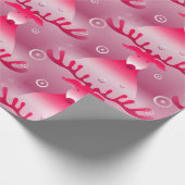 ピンクのトナカイの包み紙 ラッピングペーパー (角)