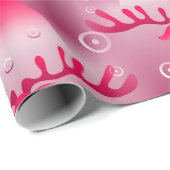 ピンクのトナカイの包み紙 ラッピングペーパー (ロールコーナー)