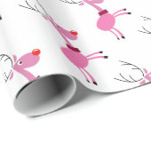 ピンクのトナカイの覆い ラッピングペーパー (ロールコーナー)