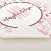 ピンクのトナカイ&クリスマスツリーカスタムモノグラム シェルパブランケット (3/4)