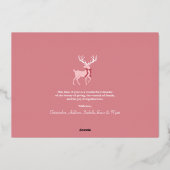 ピンクのトナカイ 3 枚の写真 ローズゴールドホイル ホリデーカード 箔シーズンカード (裏面)