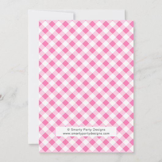 ピンクのトラクターのヒマワリの女の子の誕生会の招待 招待状 (裏面)