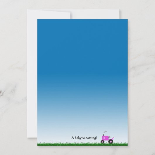 ピンクのトラクターのベビーシャワーの招待状 招待状 (裏面)