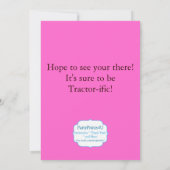 ピンクのトラクターの農場の誕生会の招待 招待状 (裏面)