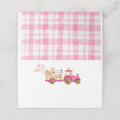 ピンクのトラクターファーム動物の女の子の誕生日の食品ラベル プレイスカード (外部開封)