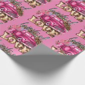 ピンクのトラックのラブラッピング紙 ラッピングペーパー (角)