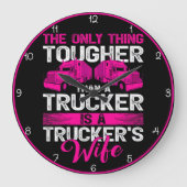 ピンクのトラック運転手の妻：すべての中で最もタフ ラージ壁時計 (正面)