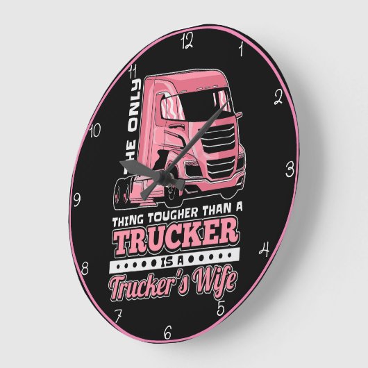 ピンクのトラック運転手の妻：史上最も厳しい ラージ壁時計 (傾斜)