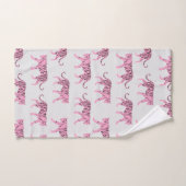 ピンクのトラパターン バスタオルセット (ハンドタオル)