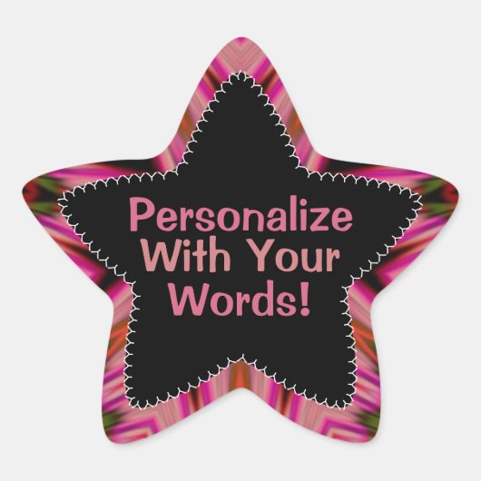 ピンクのトランスストライプスのパターン星ステッカー 星シール (正面)