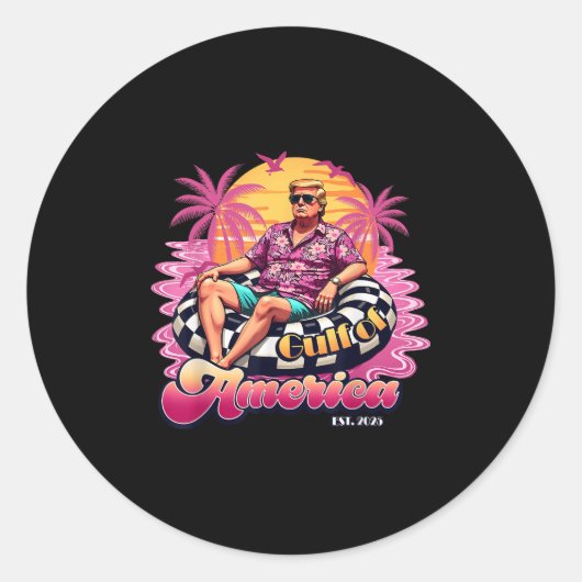 ピンクのトランプ2025ビーチ米国湾Est 2025 ラウンドシール (正面)