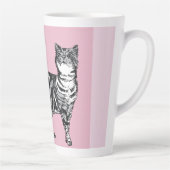 ピンクのトラ猫 ねこ 猫 ネコ ガールズ 名前 名前プレート カフェラテマグ (右)