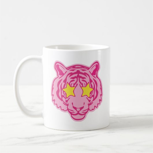 ピンクのトラ コーヒーマグカップ (左)