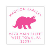 ピンクのトリケラトプス恐竜かわいいキッド差出人住所 セルフインキングスタンプ (デザイン)
