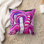 ピンクのトリップ（幻覚体験）のようなでサイケデリックなきのこのヒッピーのプリント クッション (ブランケット)