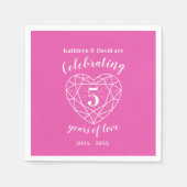 ピンクのトルマリンの記念日5年の愛のナプキン スタンダードカクテルナプキン (正面)