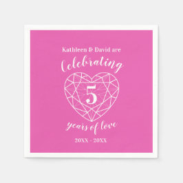 ピンクのトルマリンの記念日5年の愛のナプキン スタンダードカクテルナプキン