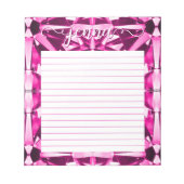 ピンクのトルマリン宝石が並パーソナライズされたぶ ノートパッド (正面)