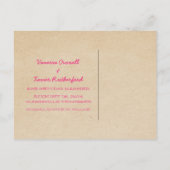 ピンクのトレンディーストライプ日付はがきを保存する 案内ポストカード (裏面)