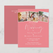 ピンクのトレンドを取り入れた、予算に優しい結婚式の招待状 (正面/裏面)
