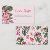 ピンクのトロピカルおむつラッフルカード エンクロージャーカード (正面/裏面)