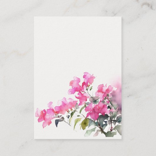 ピンクのトロピカルなブーゲンビリアのベビーシャワー用の本 エンクロージャーカード (裏面)
