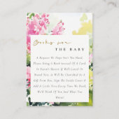 ピンクのトロピカルなブーゲンビリアのベビーシャワー用の本 エンクロージャーカード (正面)