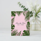 ピンクのトロピカルグ葉リービーチ保存日 案内ポストカード (スタンド正面)
